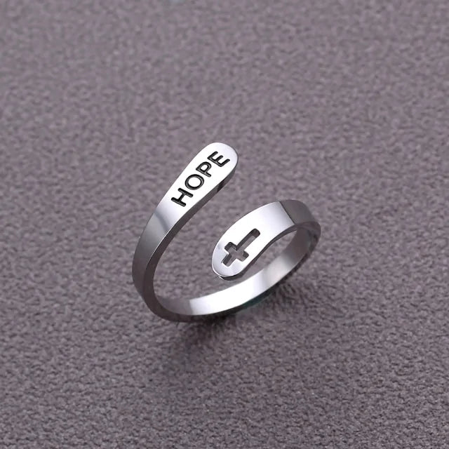 Love Faith Hope Jesus Cross Ring
