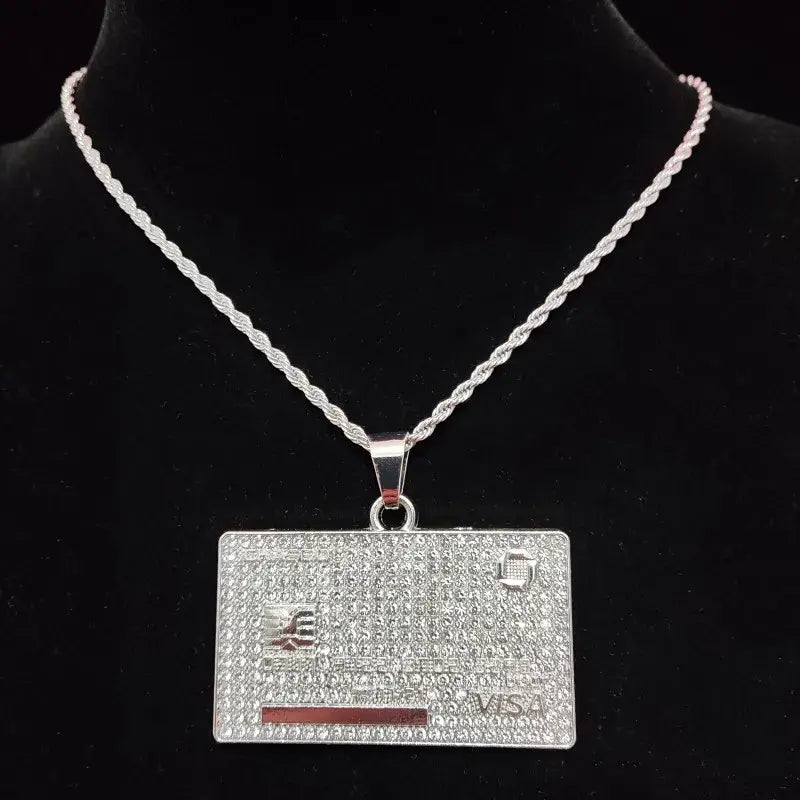 Men's Hip Hop Iced Out Credit Card Pendant Necklace Main image