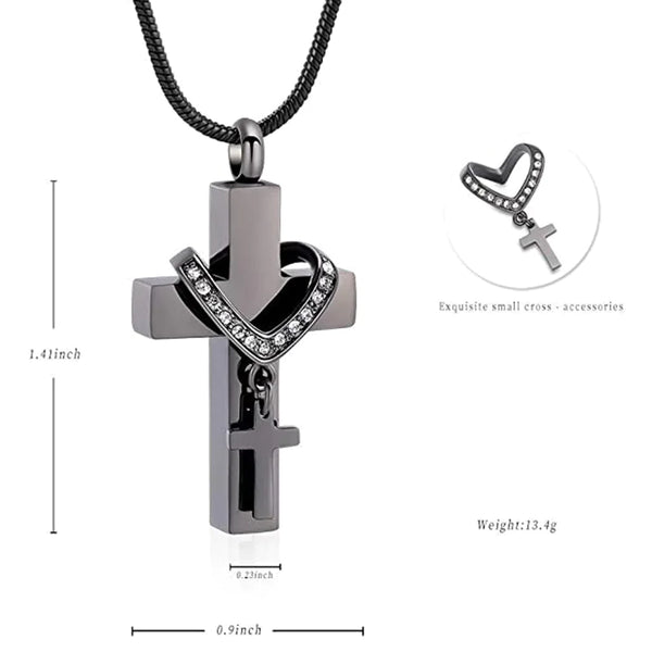 Stainless Steel Double Cross Necklace | Faith Cross Jesus Necklace