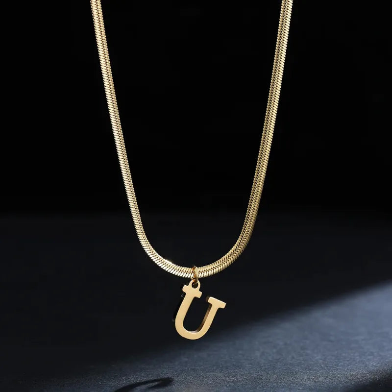 Elegant A-Z Stainless Steel Pendant Necklace