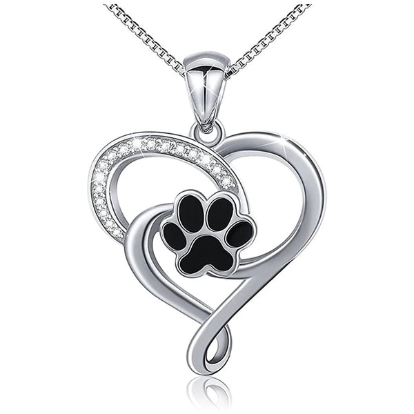 Dog Footprint Heart Necklace