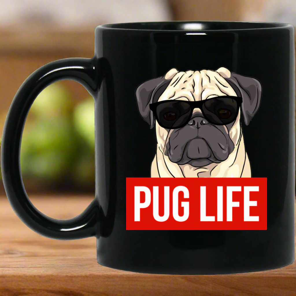 Pug Life 11 oz. Black Mug