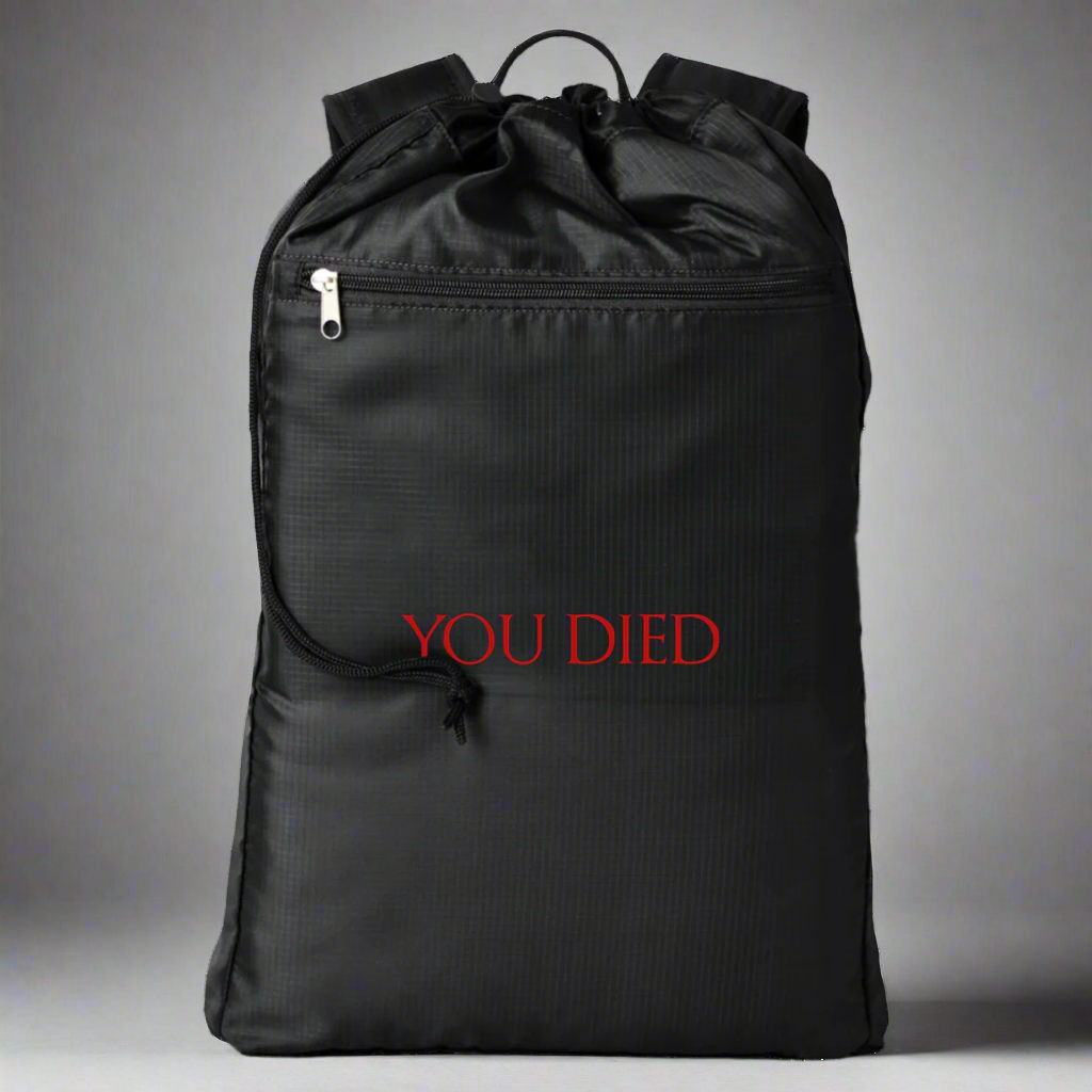 You Died RPG Backpack | Roleplaying Game Cinchback Backpack