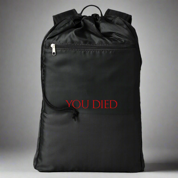 You Died RPG Backpack | Roleplaying Game Cinchback Backpack