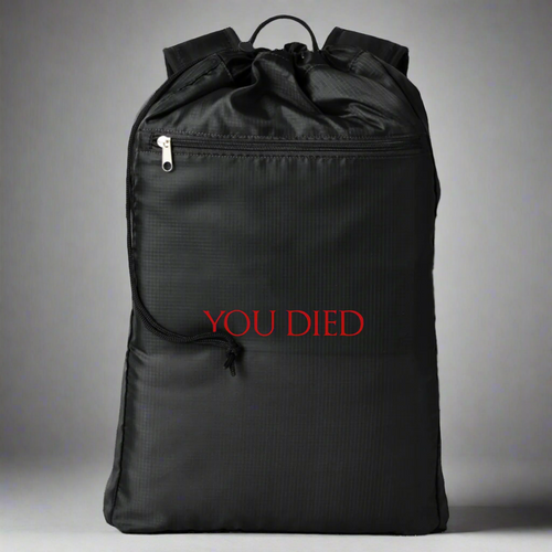 You Died RPG Backpack | Roleplaying Game Cinchback Backpack