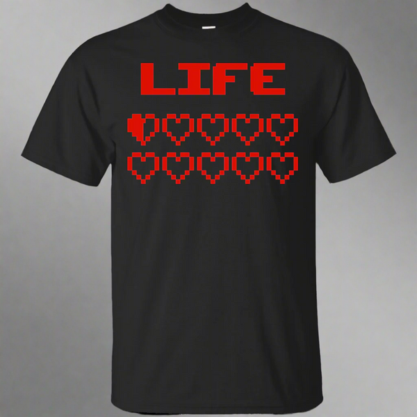 Gaming Life Bar - Game Hearts Health Bar Video Gaming Shirt