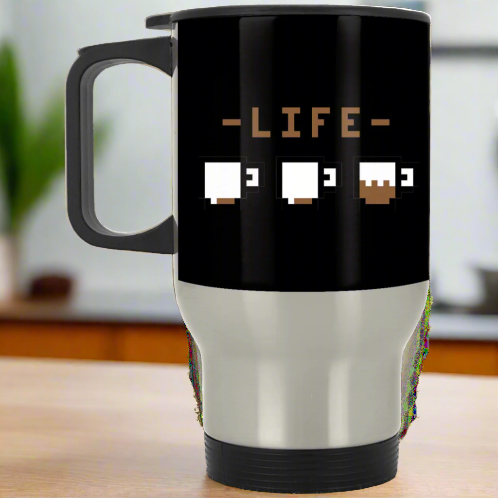Coffee RPG 14 oz. RPG Mug | Video Game Coffee Mug | Gaming Video Game RPG Life Bar Stainless Travel Mug