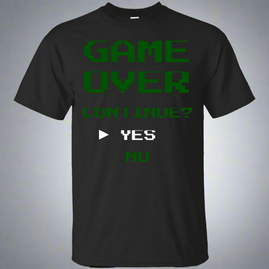 Game Over Continue Video Gaming Shirt