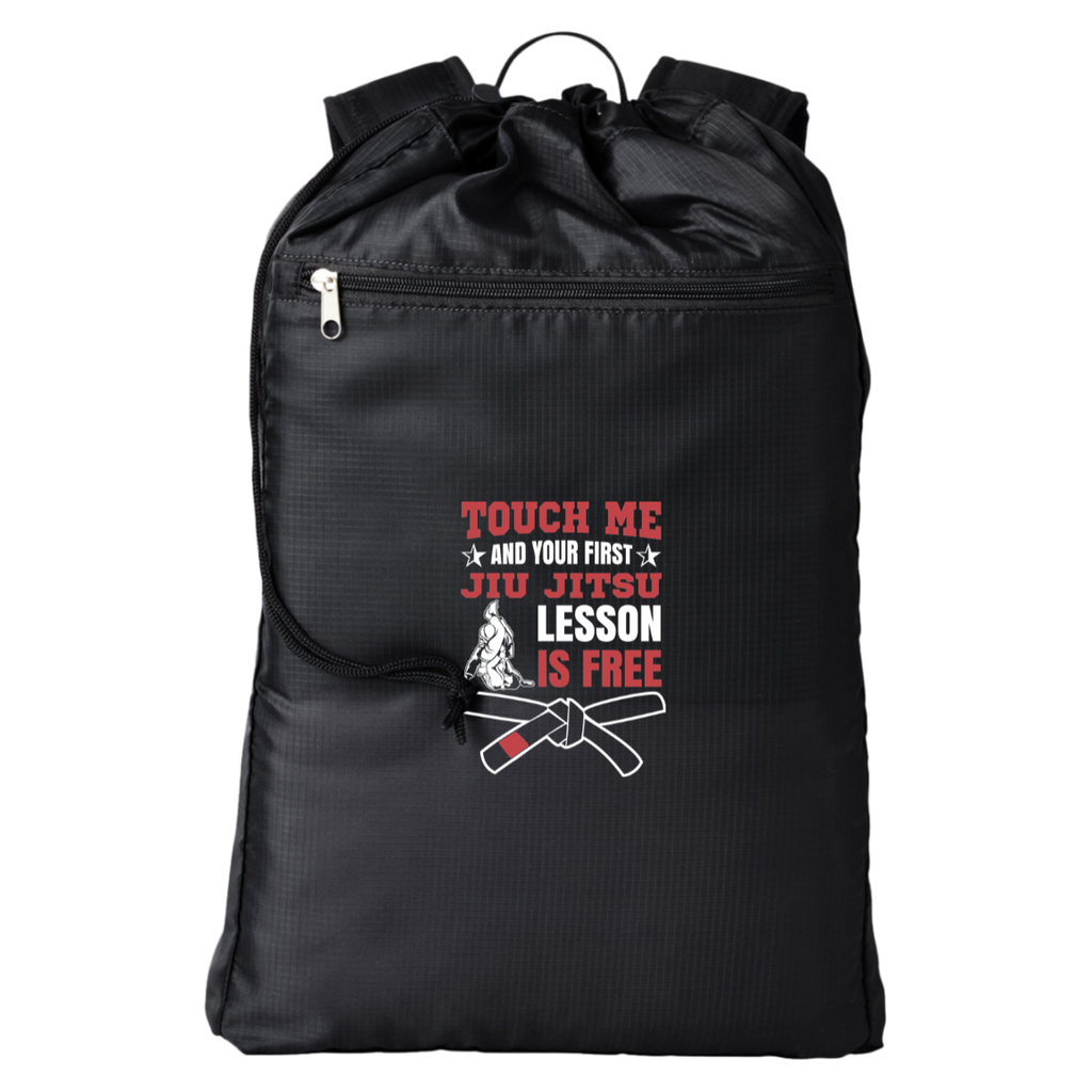 Brazilian Jiu Jitsu Touch Me and Your First Jiu Jitsu Lesson Is Free Backpack | BJJ Cinchback Backpack