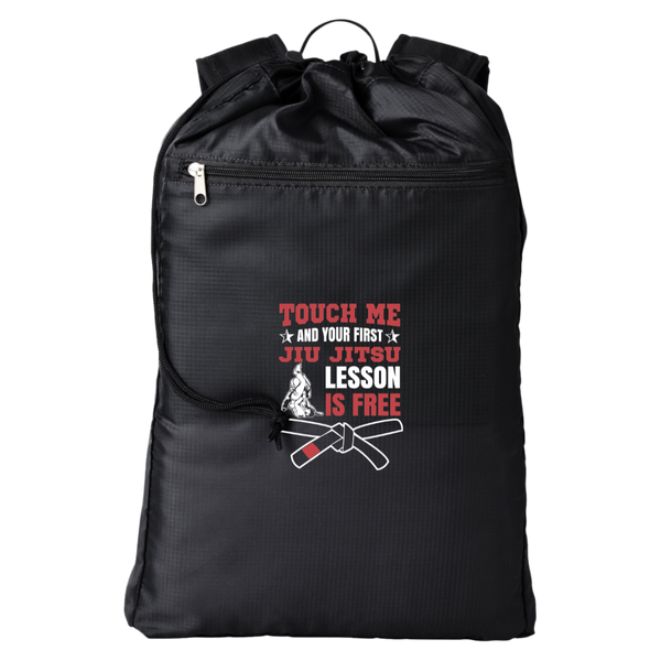 Brazilian Jiu Jitsu Touch Me and Your First Jiu Jitsu Lesson Is Free Backpack | BJJ Cinchback Backpack