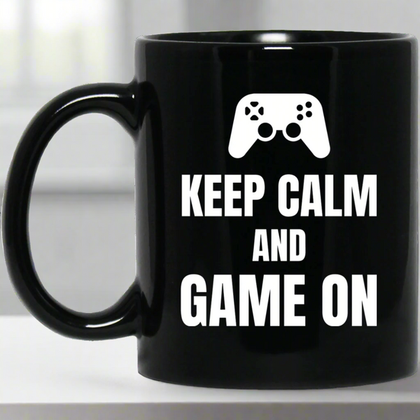Keep Calm And Game On 11 oz. Black Mug