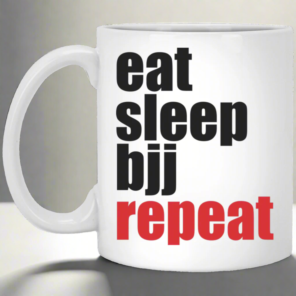 Brazilian Jiu Jitsu Eat Sleep BJJ Repeat 11 oz. White Mug Main image