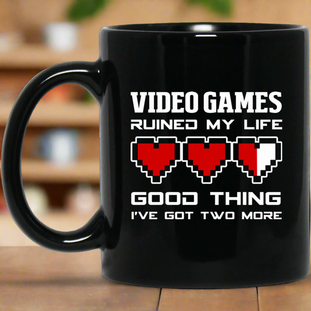 Video Games Ruined My Life 11 oz. Black Mug Main image