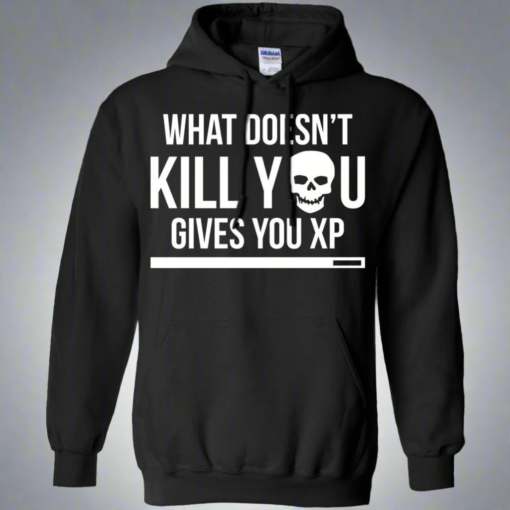 What Doesn't Kill You Gives You XP - RPG Video Gaming Pullover Hoodie 8 oz. Main image