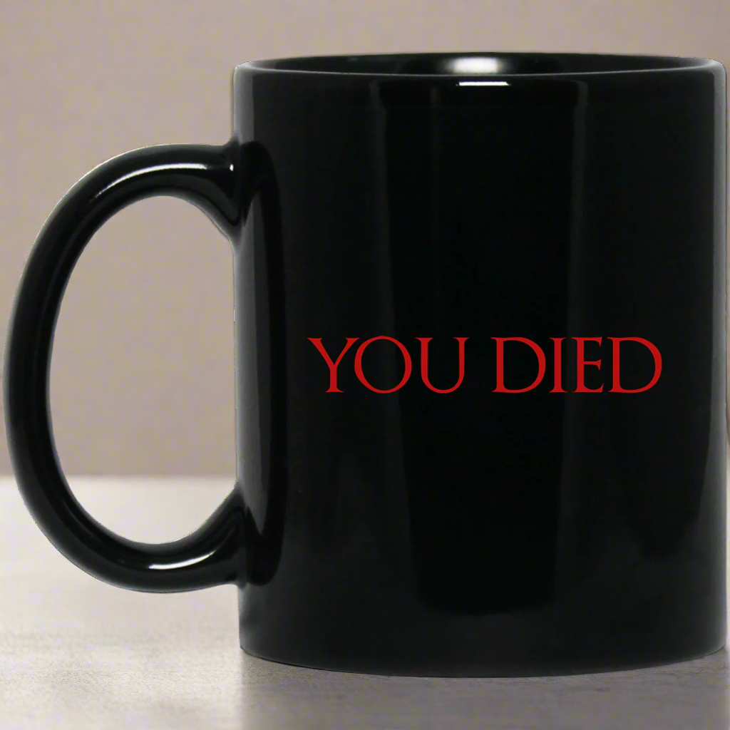 You Died RPG 11 oz. Black Mug | Video Game Mug | Gaming 11 oz RPG Video Game Mug
