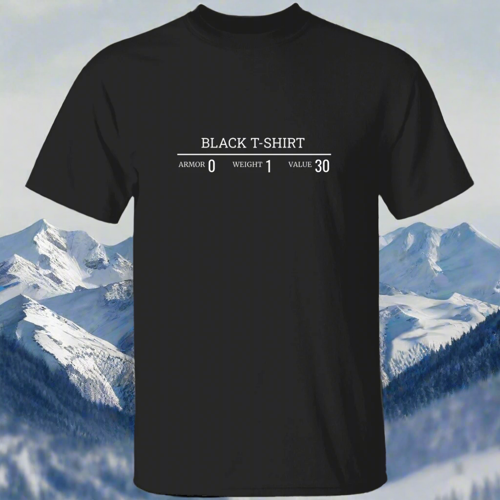 Black RPG Video Game T-Shirt Main image