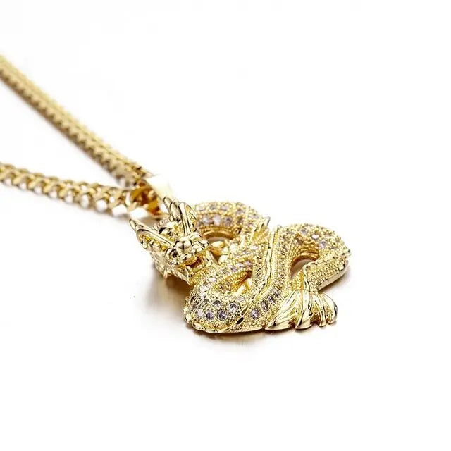 Luxury Gold Zircon Dragon Necklace
