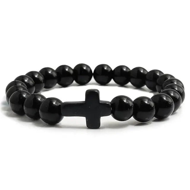 Religious Jesus Cross Bracelet | Lava Stone Christianity Cross Bracelet