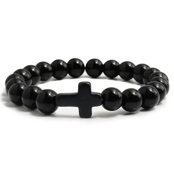 Religious Jesus Cross Bracelet | Lava Stone Christianity Cross Bracelet