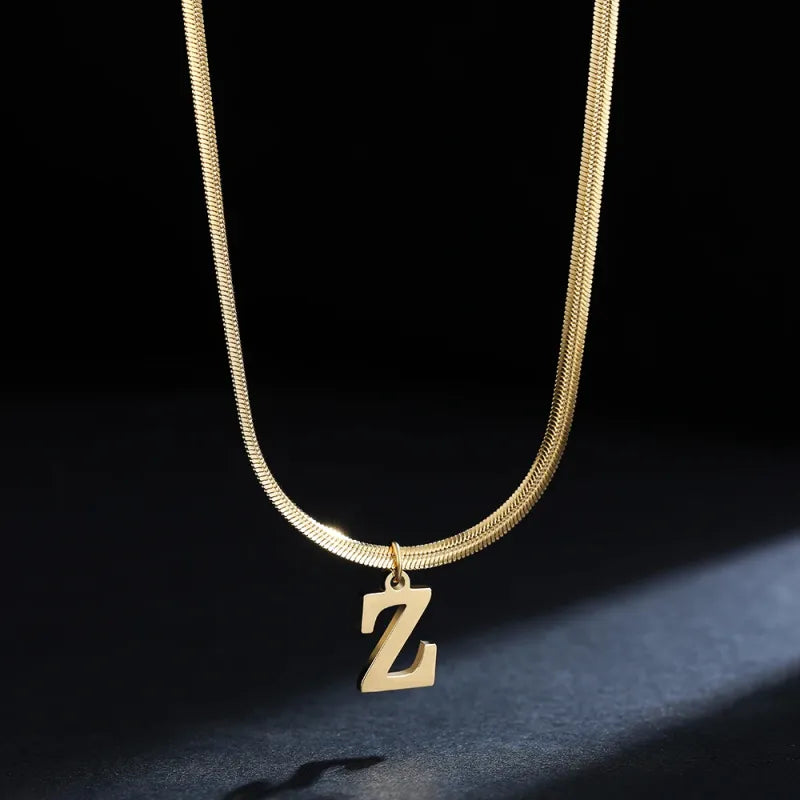 Elegant A-Z Stainless Steel Pendant Necklace