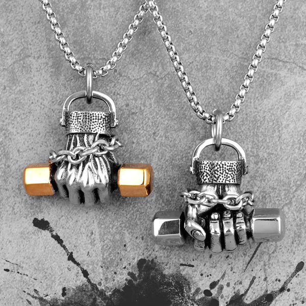 Fitness Fist Dumbbell Necklace | Gym Workout Dumbell Necklace