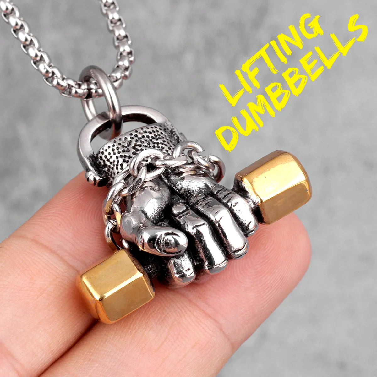 Fitness Fist Dumbbell Necklace | Gym Workout Dumbell Necklace