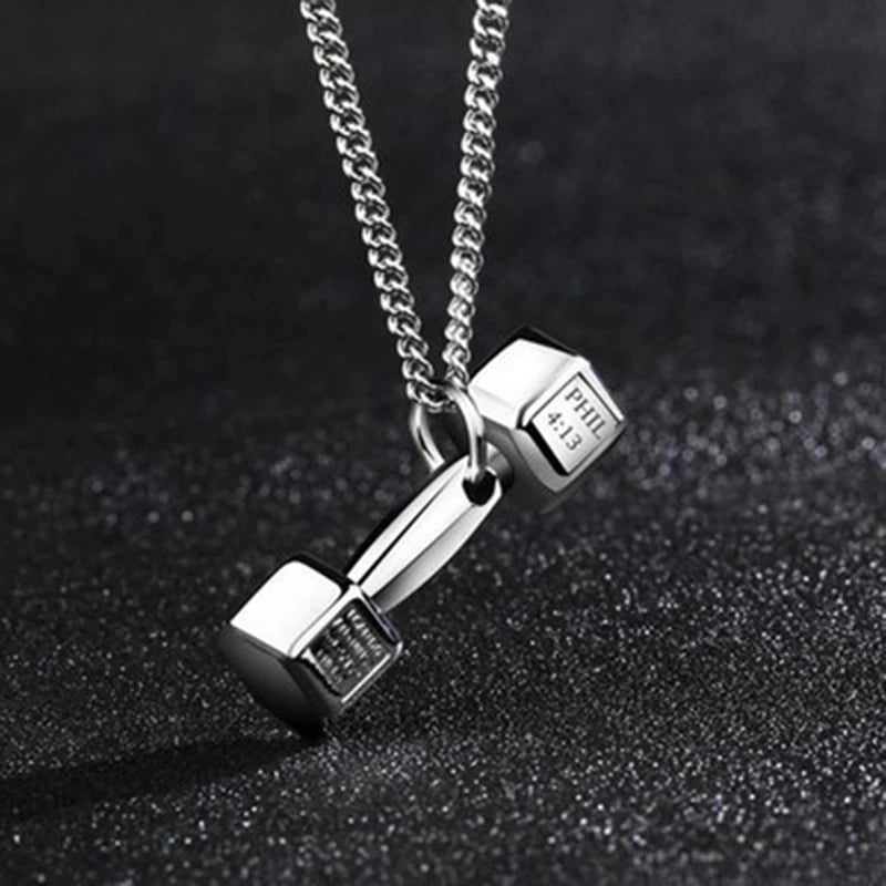 Gym Dumbbell Necklace | Bodybuilding Necklace Barbell Dumbbell Gift