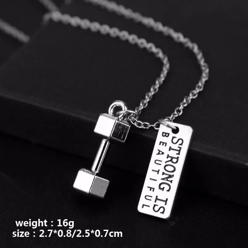 Premium Barbell Fitness Kettlebell Dumbbell Weightlifting Necklace