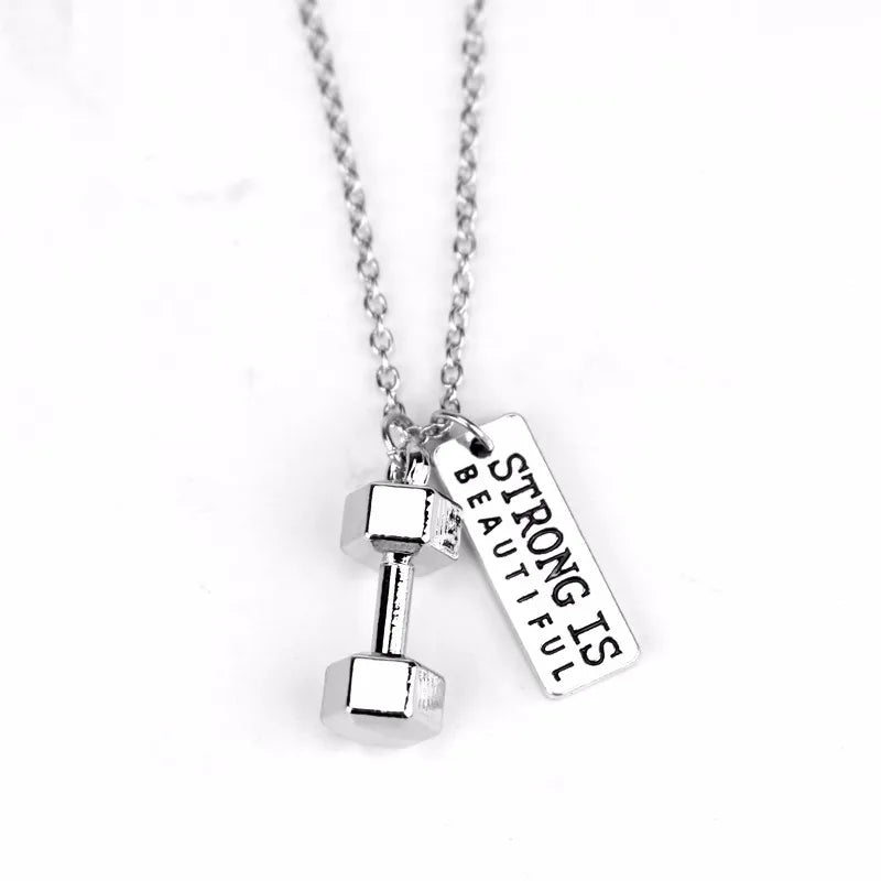 Premium Barbell Fitness Kettlebell Dumbbell Weightlifting Necklace