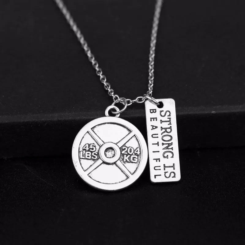 Premium Barbell Fitness Kettlebell Dumbbell Weightlifting Necklace