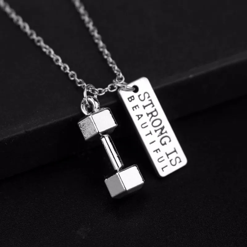 Premium Barbell Fitness Kettlebell Dumbbell Weightlifting Necklace