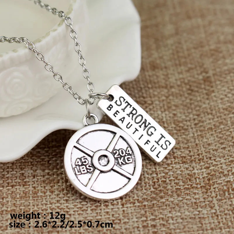 Premium Barbell Fitness Kettlebell Dumbbell Weightlifting Necklace