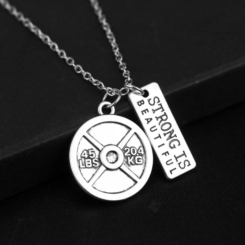 Premium Barbell Fitness Kettlebell Dumbbell Weightlifting Necklace