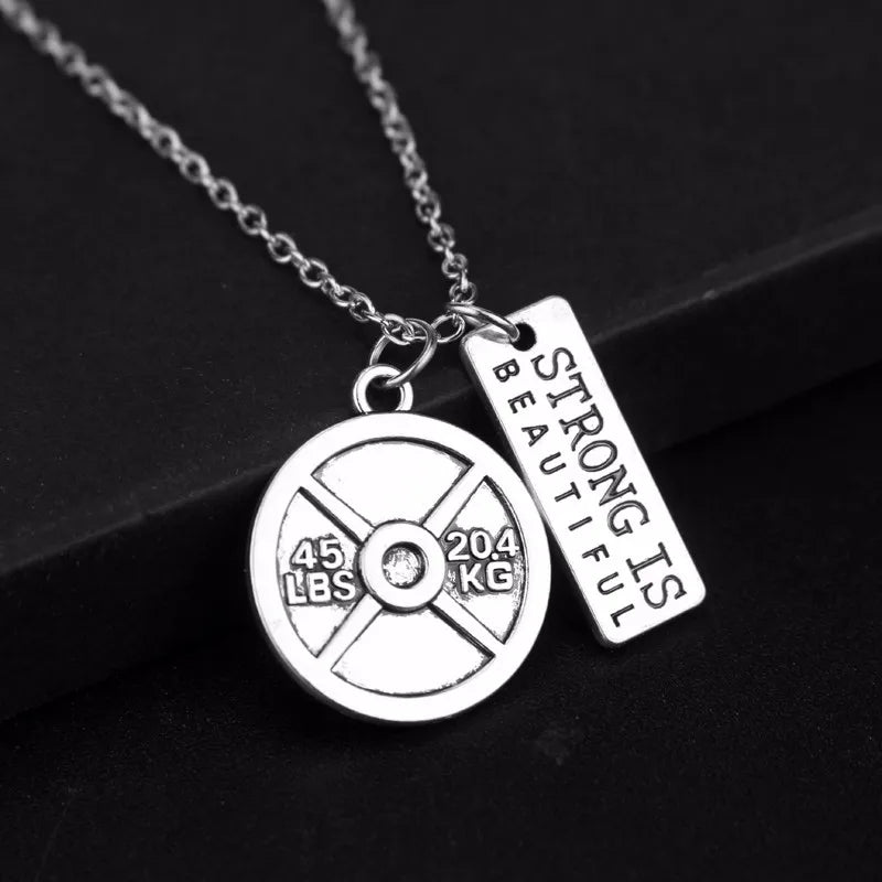 Premium Barbell Fitness Kettlebell Dumbbell Weightlifting Necklace