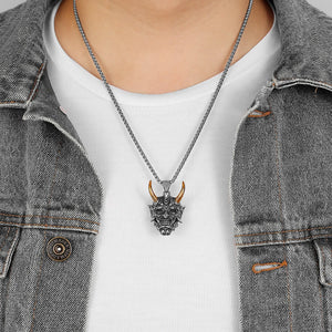 Japanese Hannya Mask Stainless Steel Necklace | Japanese Samurai Devil Mask Necklace Japanese Hannya Mask Stainless Steel Necklace | Japanese Samurai Devil Mask Necklace