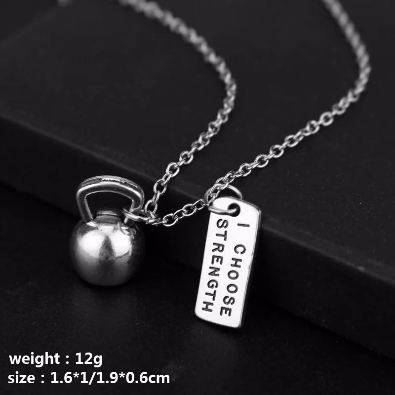 Premium Barbell Fitness Kettlebell Dumbbell Weightlifting Necklace