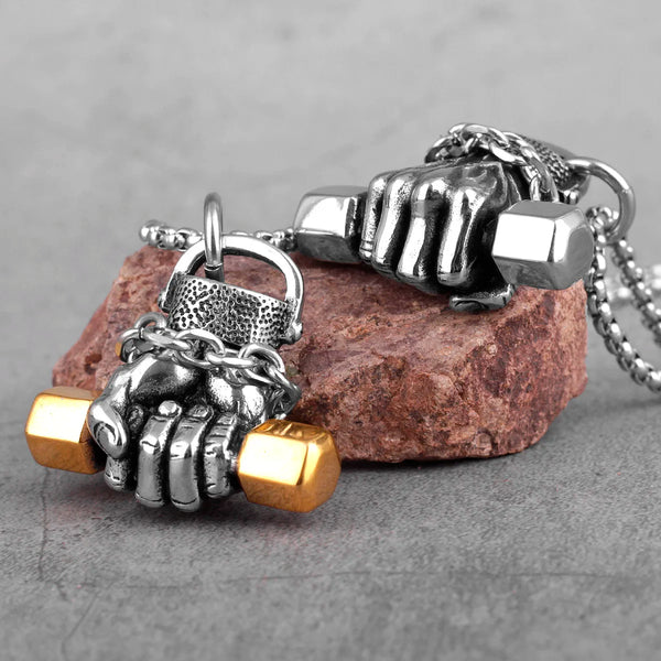 Fitness Fist Dumbbell Necklace | Gym Workout Dumbell Necklace