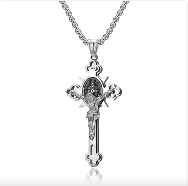 Gothic Stainless Steel Faith Jesus Cross Necklace