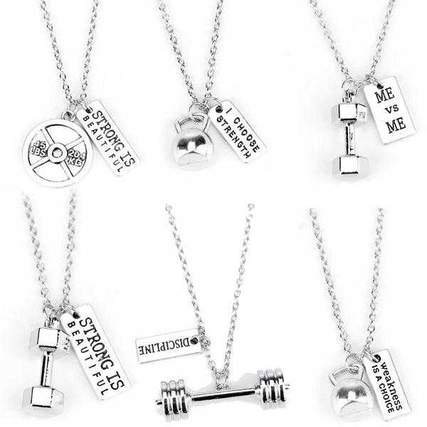 Premium Barbell Fitness Kettlebell Dumbbell Weightlifting Necklace