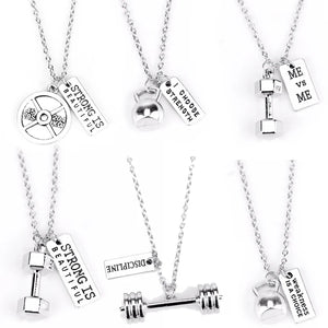 Premium Barbell Fitness Kettlebell Dumbbell Weightlifting Necklace Premium Barbell Fitness Kettlebell Dumbbell Weightlifting Necklace