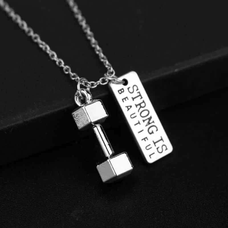 Premium Barbell Fitness Kettlebell Dumbbell Weightlifting Necklace