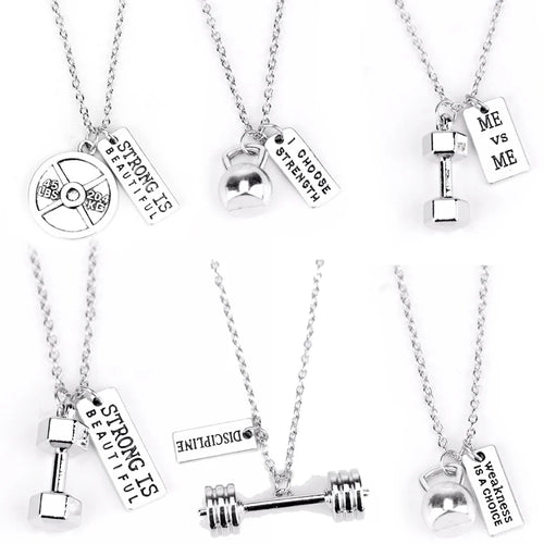 Premium Barbell Fitness Kettlebell Dumbbell Weightlifting Necklace