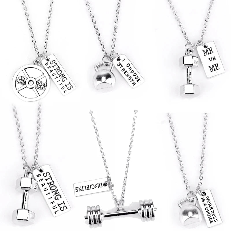 Premium Barbell Fitness Kettlebell Dumbbell Weightlifting Necklace
