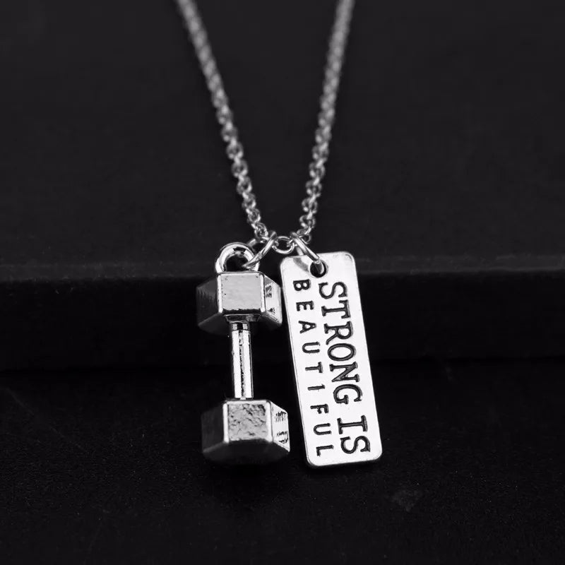 Premium Barbell Fitness Kettlebell Dumbbell Weightlifting Necklace