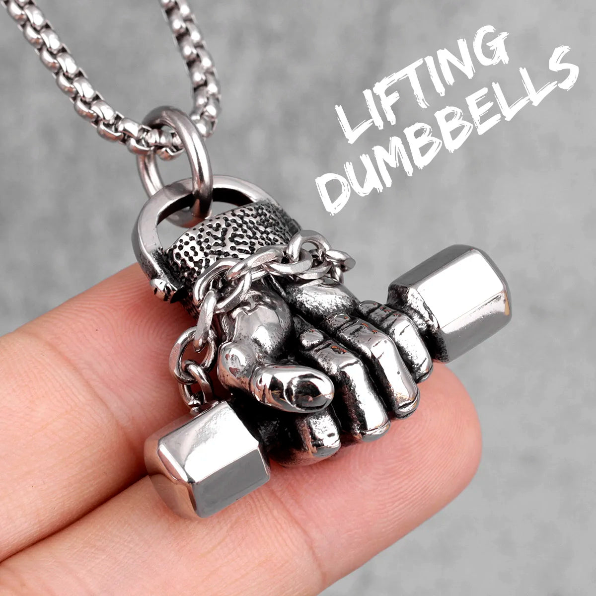 Fitness Fist Dumbbell Necklace | Gym Workout Dumbell Necklace