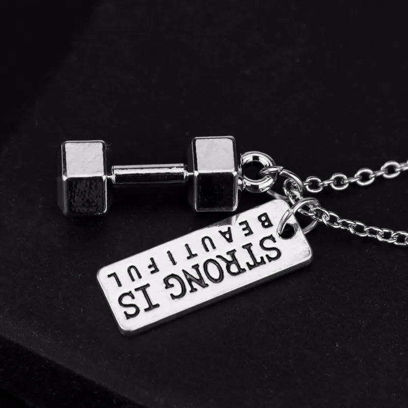 Premium Barbell Fitness Kettlebell Dumbbell Weightlifting Necklace