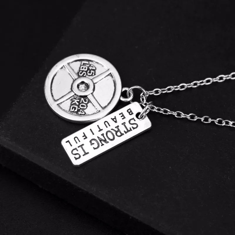Premium Barbell Fitness Kettlebell Dumbbell Weightlifting Necklace