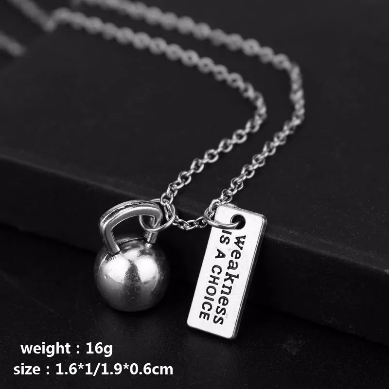 Premium Barbell Fitness Kettlebell Dumbbell Weightlifting Necklace