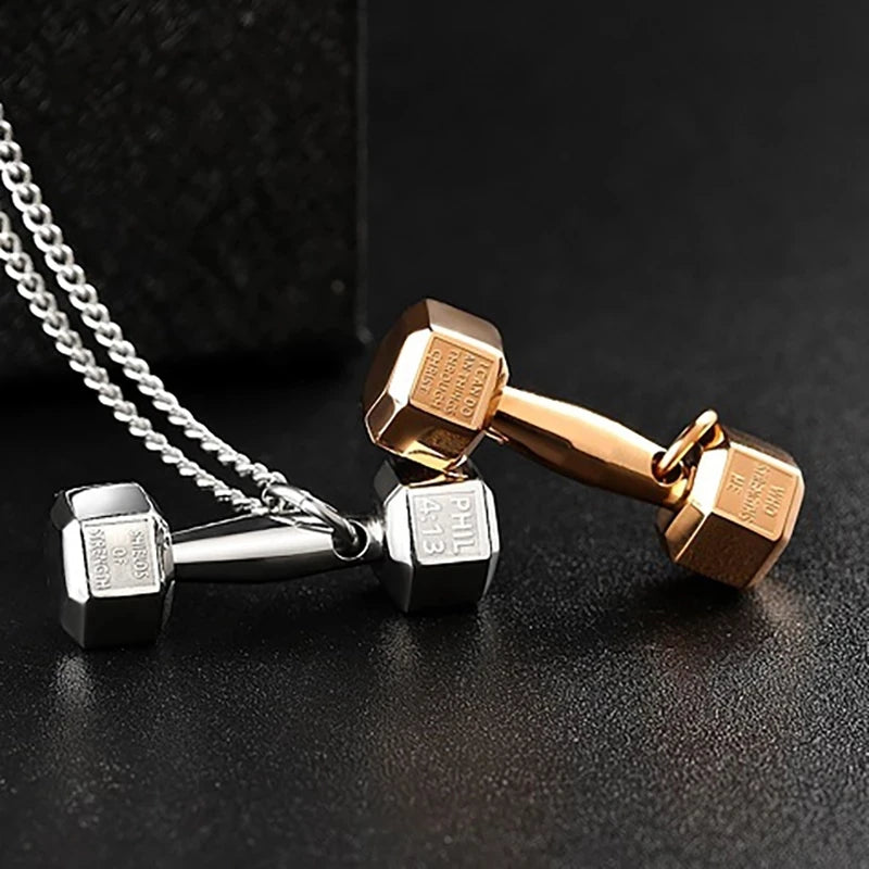 Gym Dumbbell Necklace | Bodybuilding Necklace Barbell Dumbbell Gift