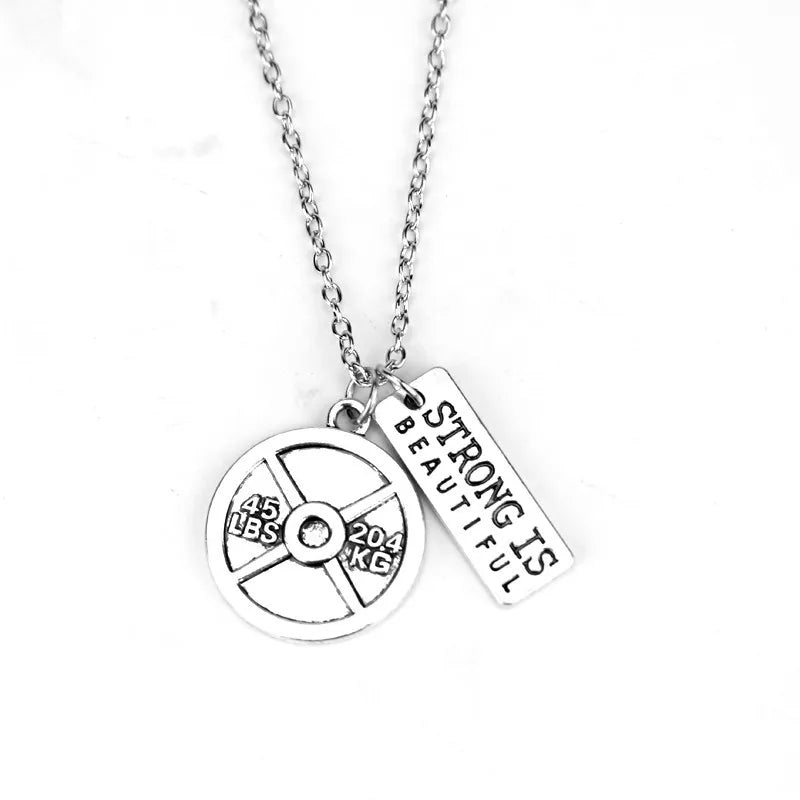 Premium Barbell Fitness Kettlebell Dumbbell Weightlifting Necklace